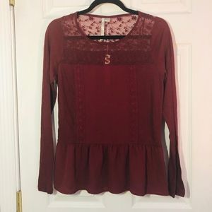 LC Lauren Conrad Red Long Sleeve Shirt
